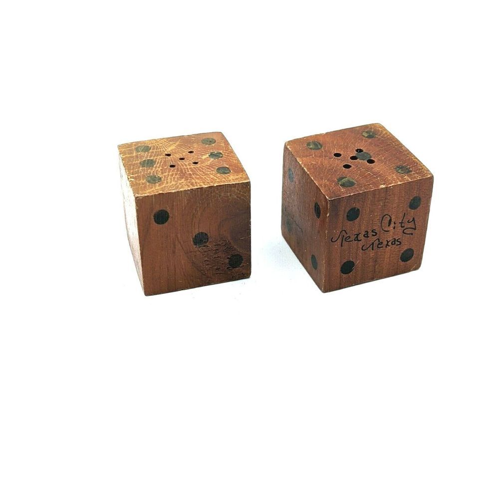 Vintage Wooden Dice Salt‎ and Pepper Shakers Texas City
